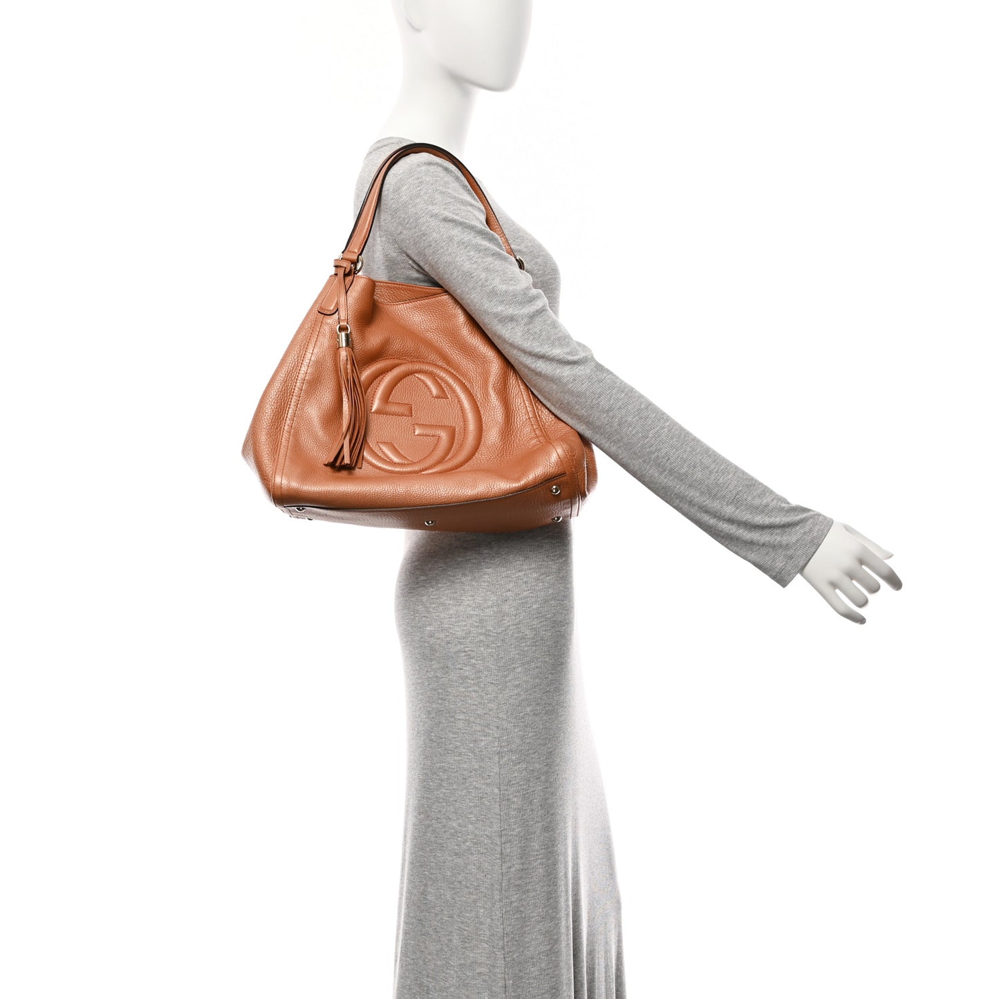 Metallic Pebbled Calfskin Medium Soho Shoulder Bag Blush