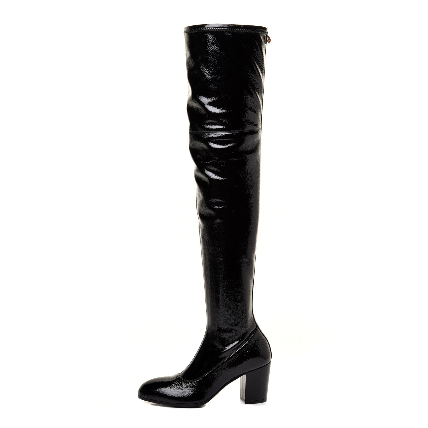 Gucci Patent Pryntil Over The Knee Boots 35.5 Black 1 of 9