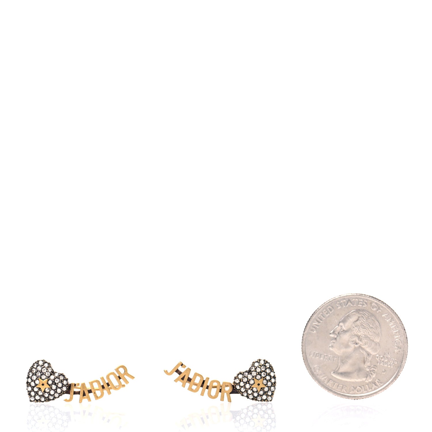 Christian Dior Metal Crystal J'Adior Heart Earrings Aged Gold 2 of 4