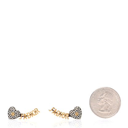 Christian Dior Metal Crystal J'Adior Heart Earrings Aged Gold 2 of 4
