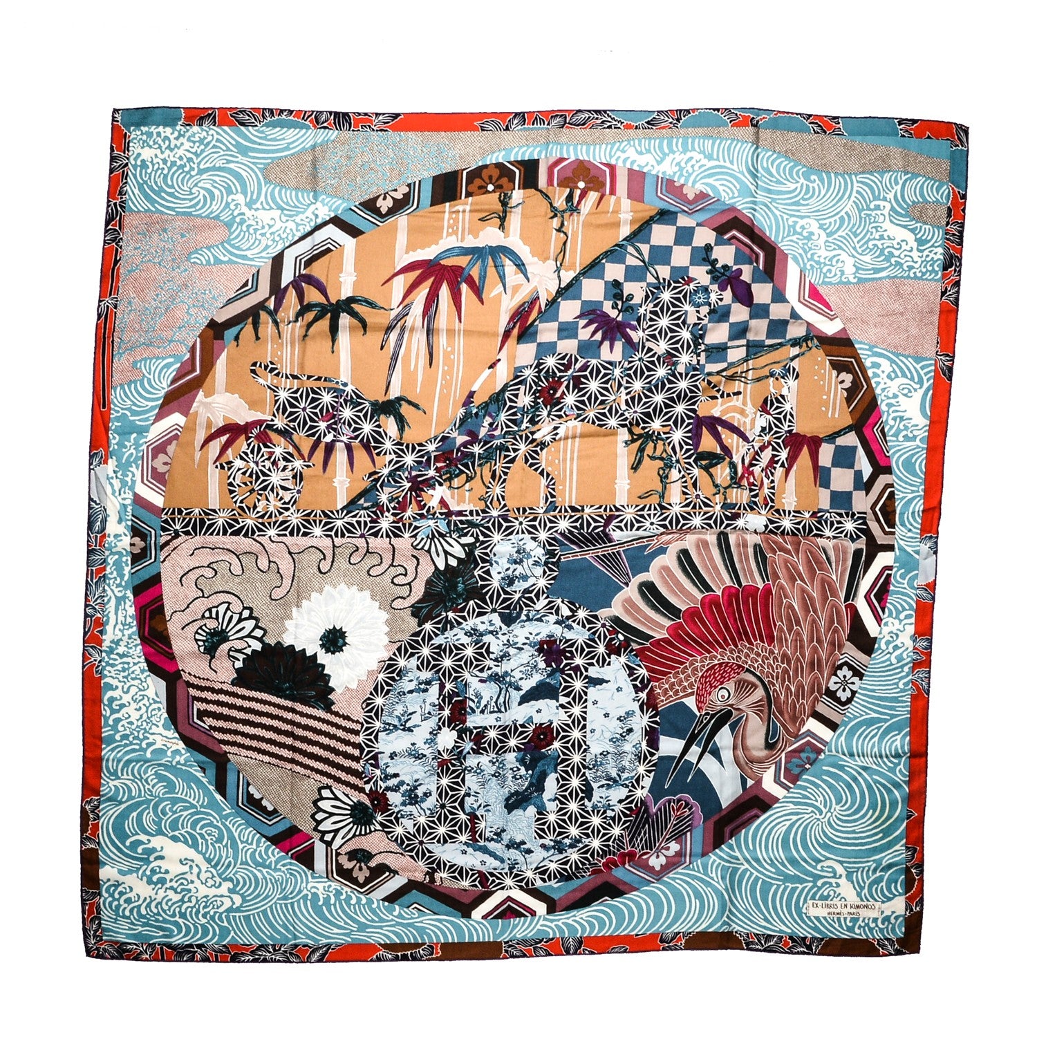 Hermes Cashmere Silk Ex Libris En Monogram Kimonos Shawl 140 1 of 5
