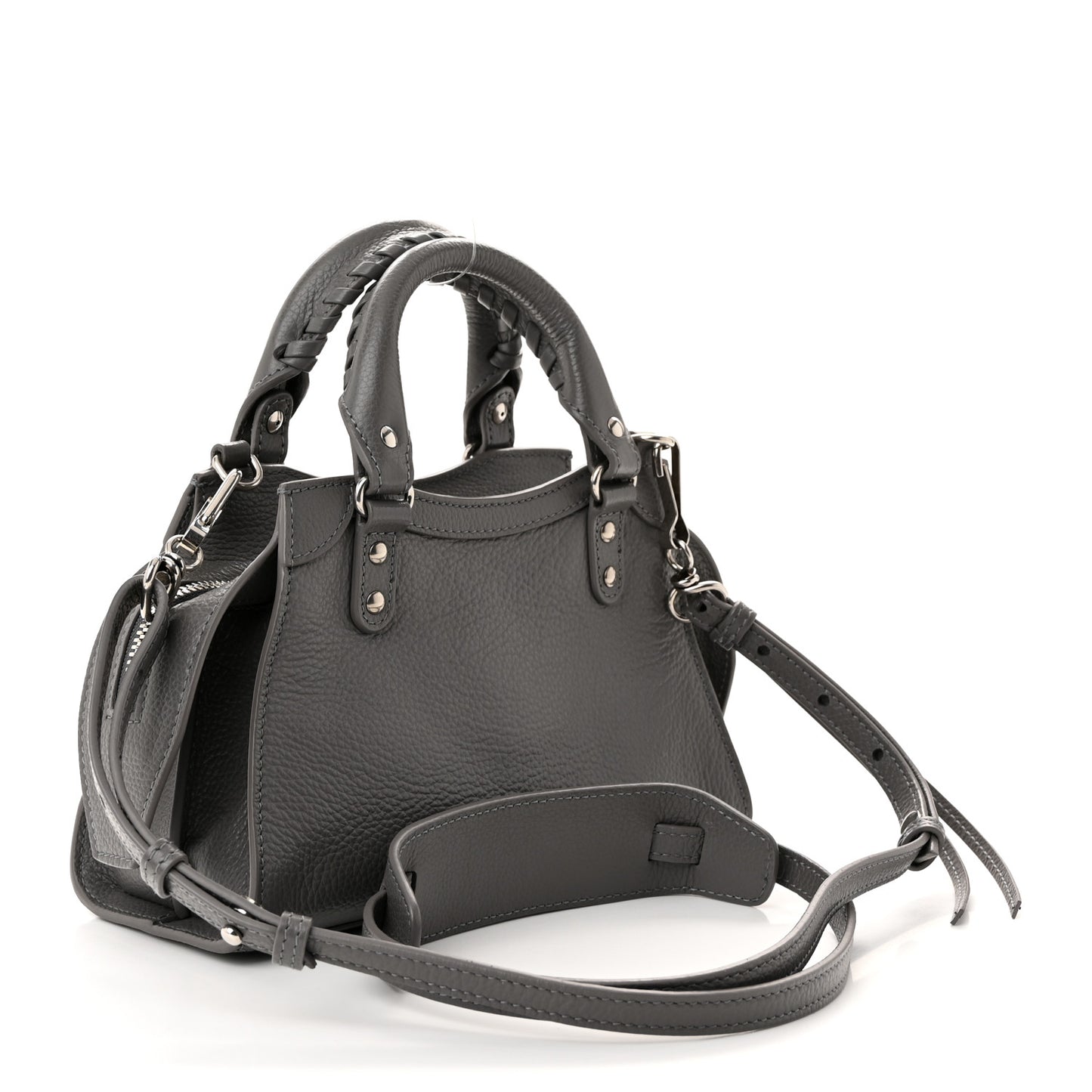 Grained Calfskin Neo Classic Silver Hardware Mini City Dark Grey