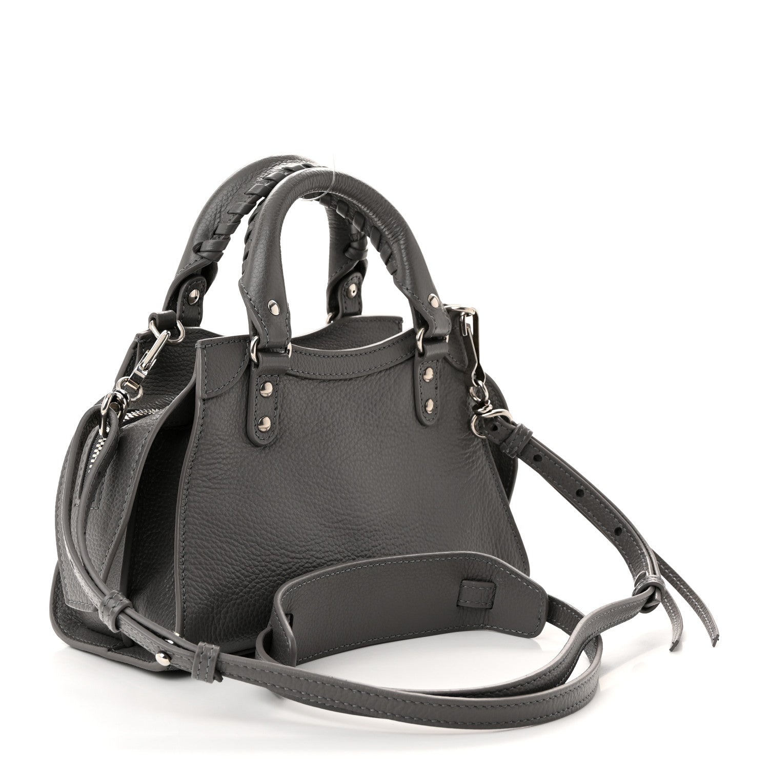 Balenciaga Grained Calfskin Neo Classic Silver Hardware Mini City Dark Grey 3 of 10