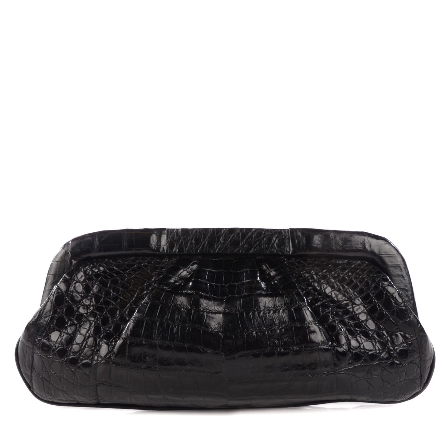 Crocodile Frame Clutch Black