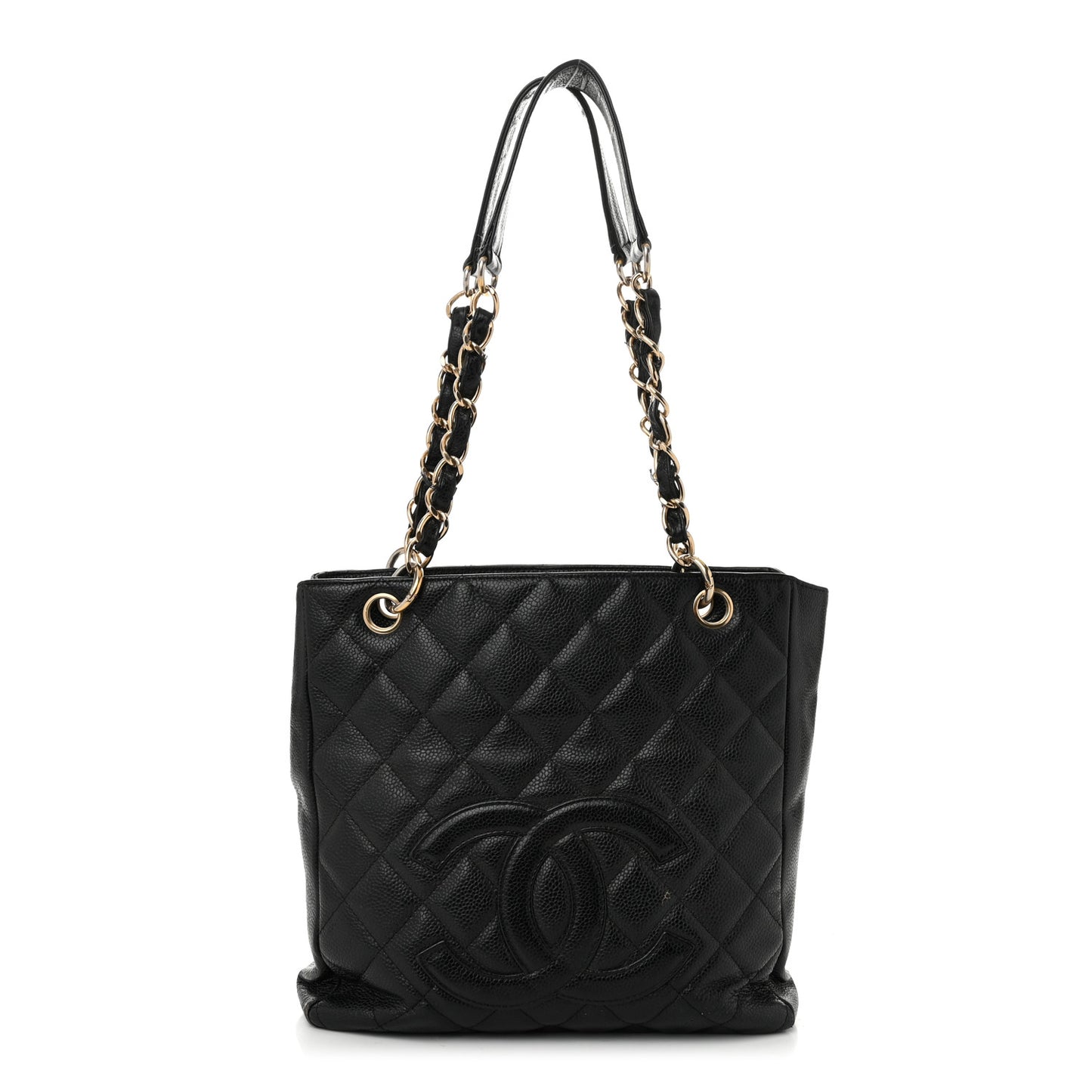 Caviar Quilted Petit Shopping Tote PST Black