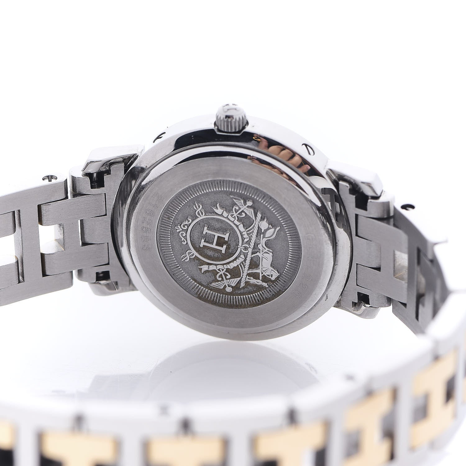 Hermes Stainless Steel Mother of Pearl 24mm Clipper Quartz Watch Gold 4 of 5