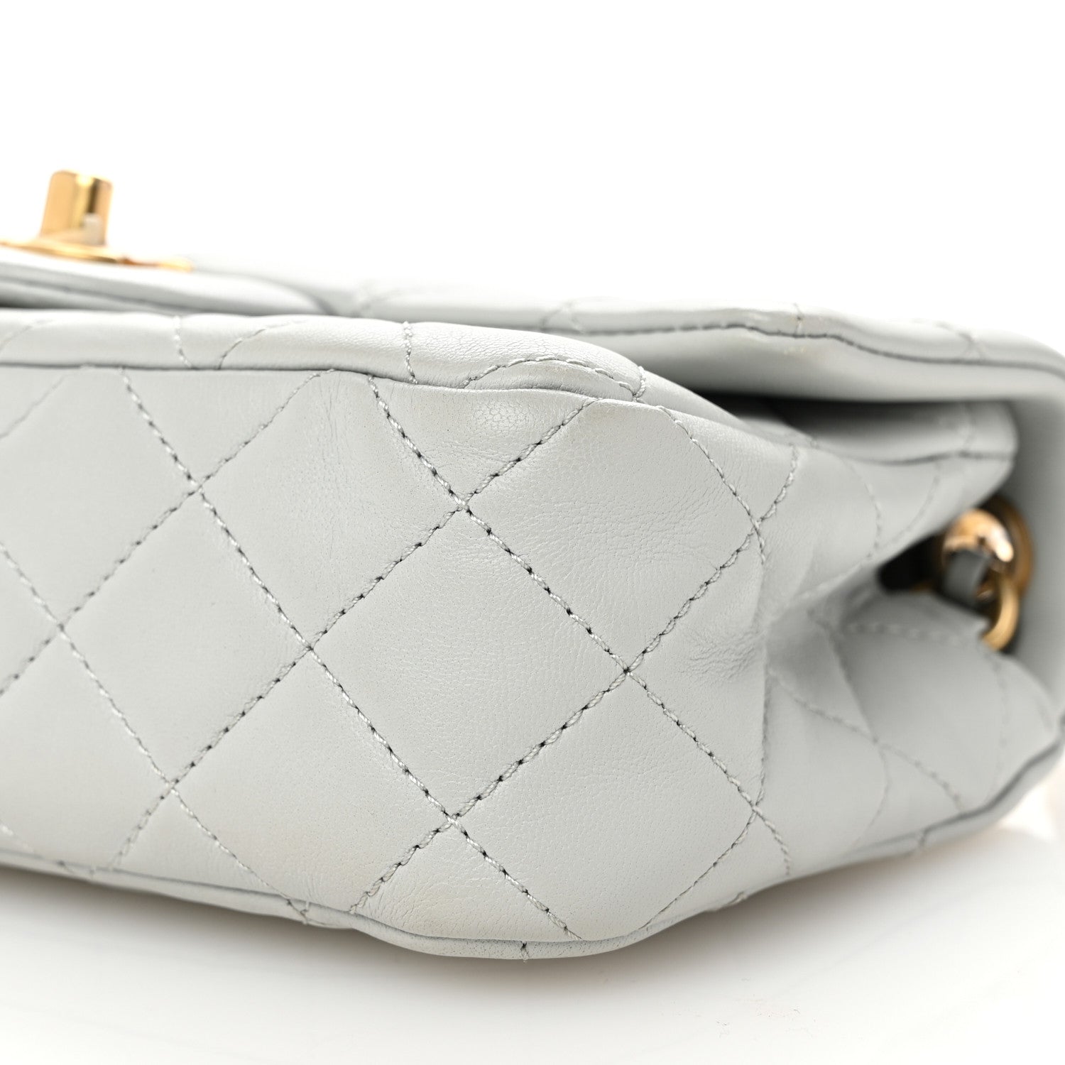 Chanel Lambskin Quilted Mini Rectangular Pearl Crush Flap Grey