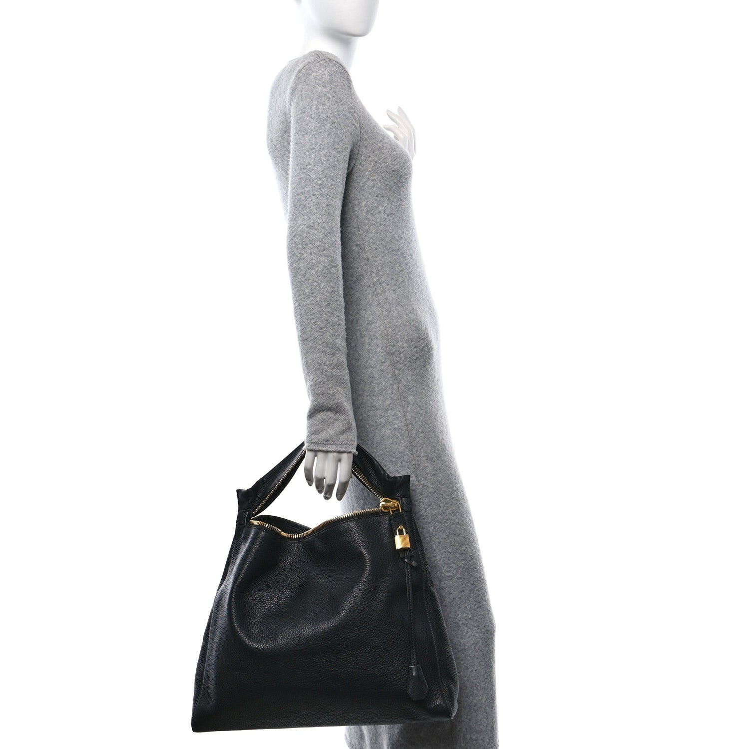 Tom Ford Pebbled Calfskin Alix Zip Clutch Black 2 of 9