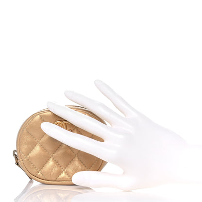 Chanel Metallic Lambskin Quilted Zip Around Classic Coin Purse Gold 2 of 10
