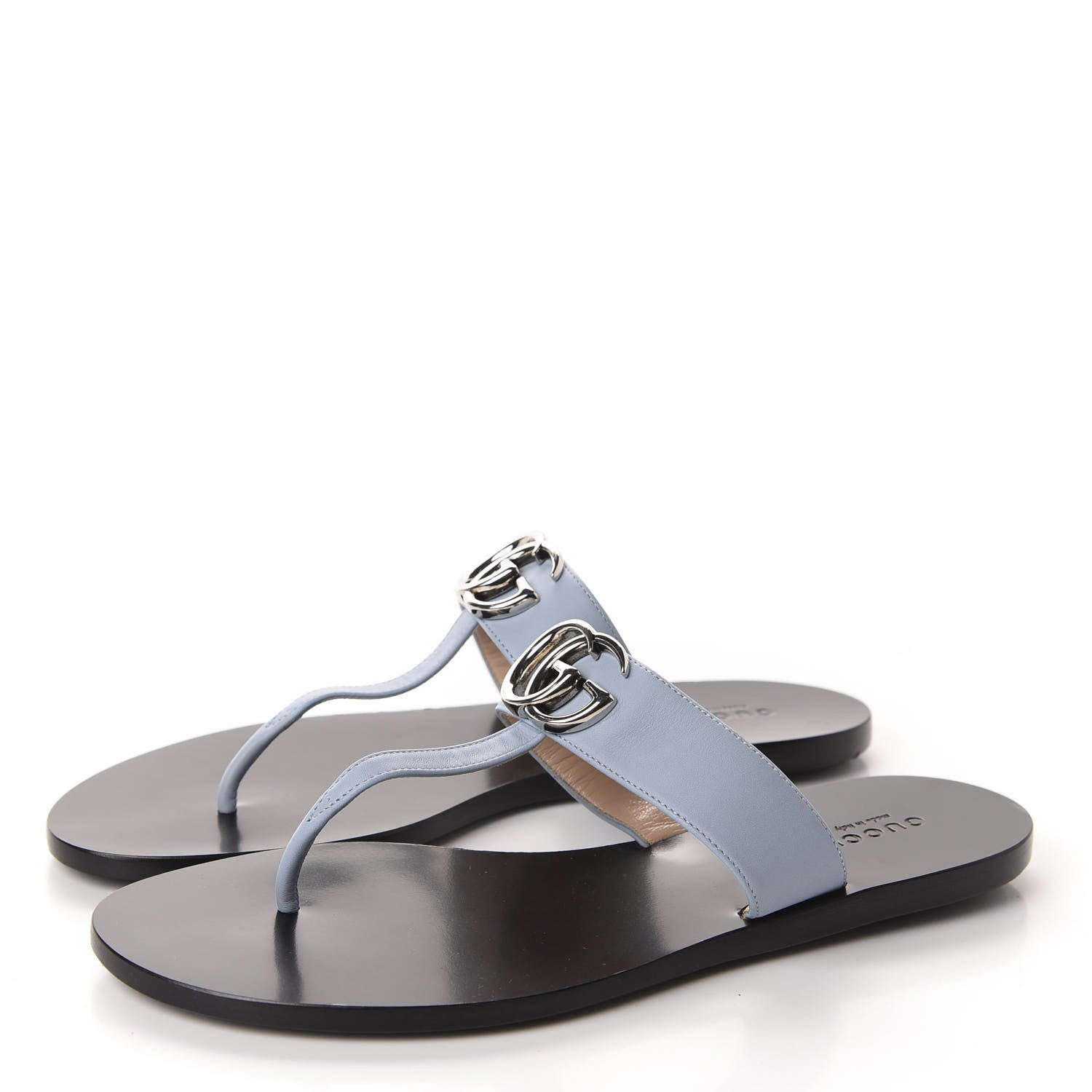 Gucci Calfskin GG Marmont Thong Sandals 38.5 Porcelain Light Blue 3 of 8