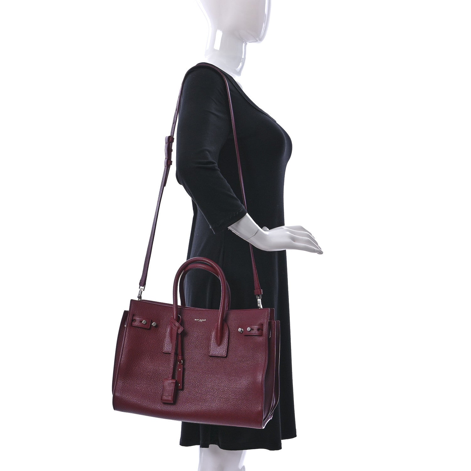 Saint Laurent Grained Calfskin Small Supple Sac De Jour Dark Pallisandre 2 of 9