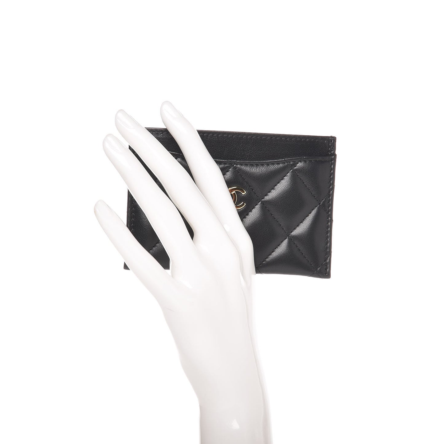 Lambskin Quilted Card Holder Black