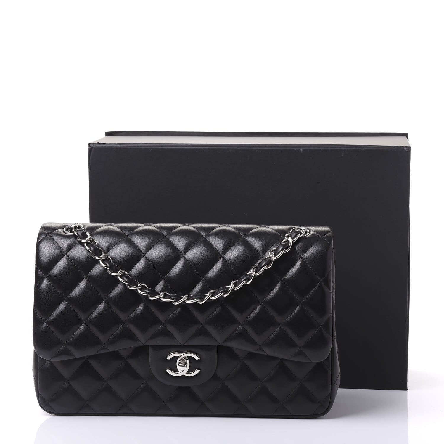 Chanel Lambskin Quilted Jumbo Double Flap Black 13 of 13
