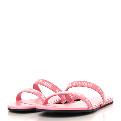 Balenciaga Calfskin Round Logo Flat Sandal 38.5 Sweet Pink White 2 of 7