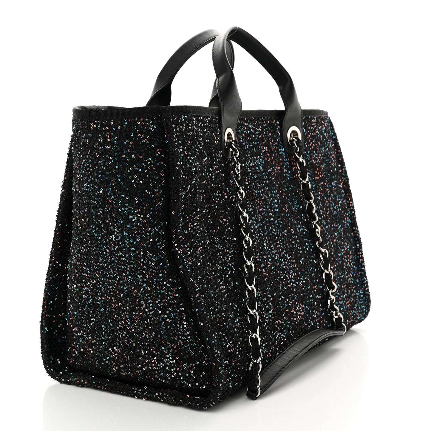 Viscose Sequins Medium Deauville Tote Black