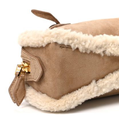 Alaia Suede Lambskin Merino Shearling Le Teckel Clutch Camel 9 of 10