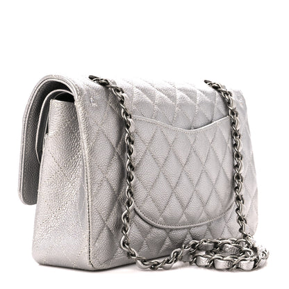 Chanel Metallic Caviar Quilted Medium Double Flap Silver 3 of 11