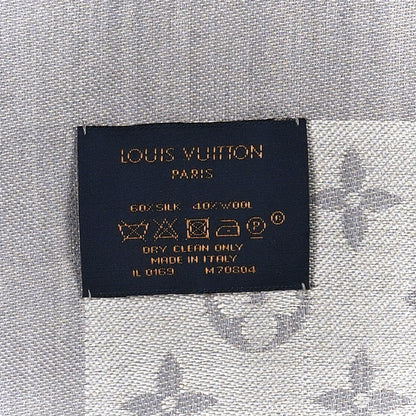 Louis Vuitton Wool Silk Monogram Denim Shawl Pearl Grey 3 of 3