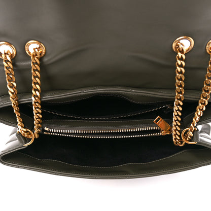 Saint Laurent Calfskin Y Quilted Monogram Medium Loulou Chain Satchel Military Olive 5 of 11