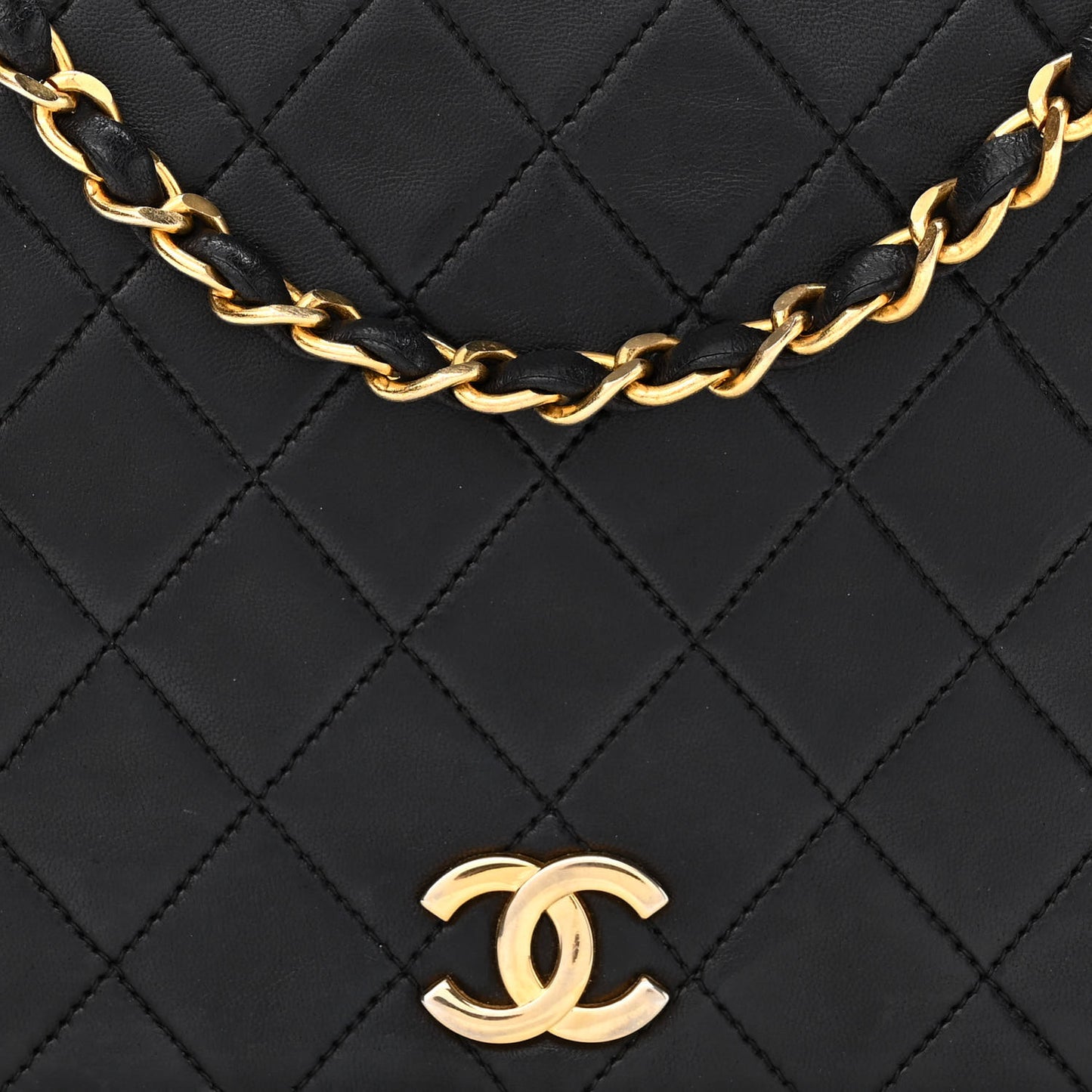 Lambskin Quilted Small Single Flap Black