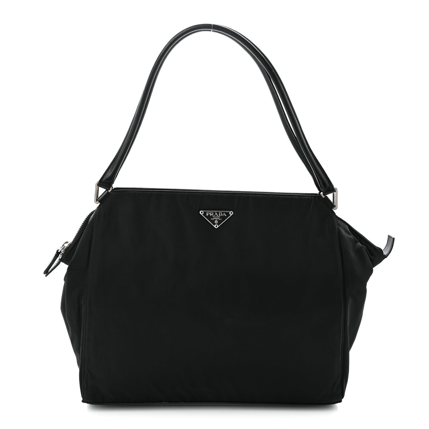 Prada Tessuto Nylon Calfskin Shoulder Bag Black 1 of 9