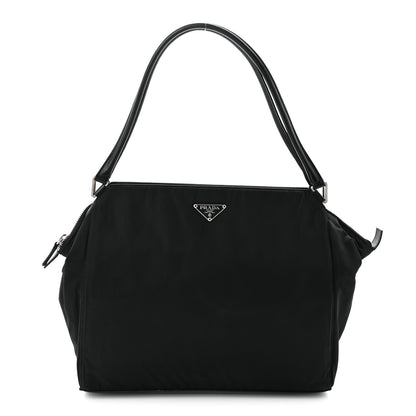 Prada Tessuto Nylon Calfskin Shoulder Bag Black 1 of 9