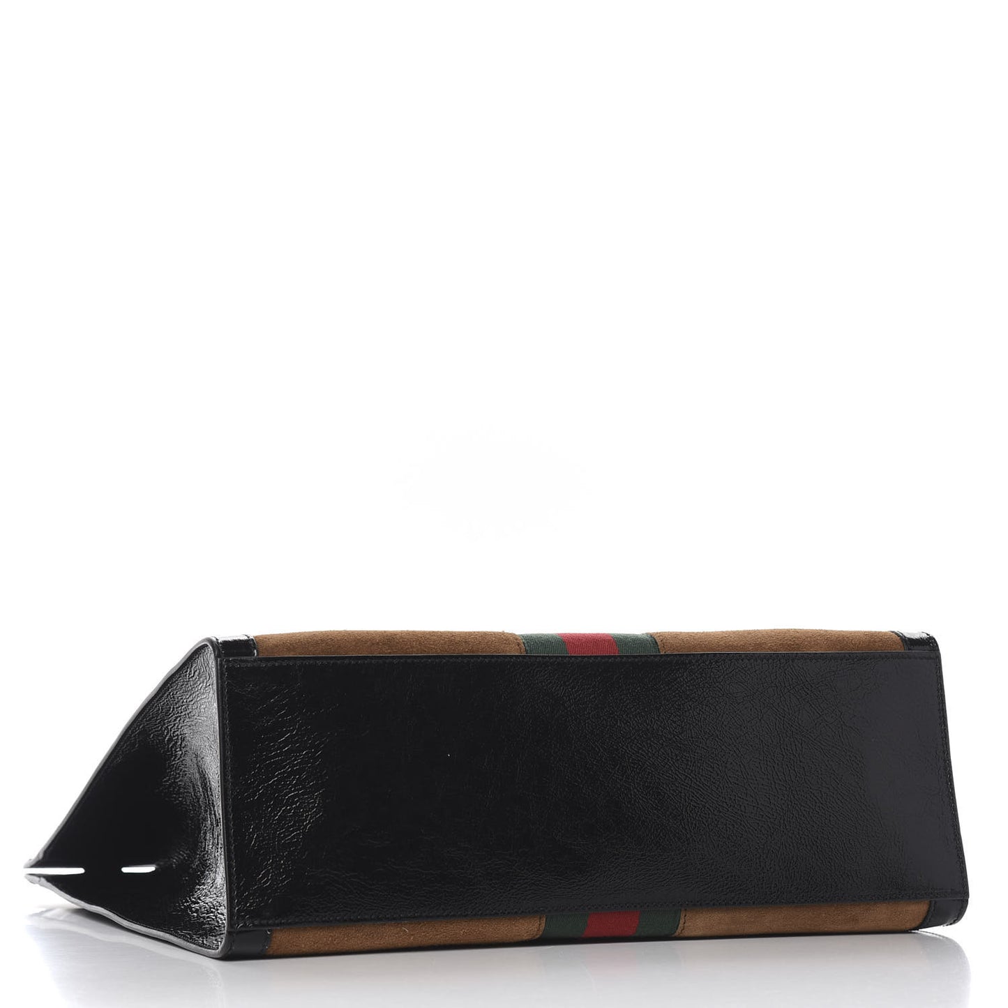 Suede Patent Web Ophidia Vertical Tote Nocciola Black