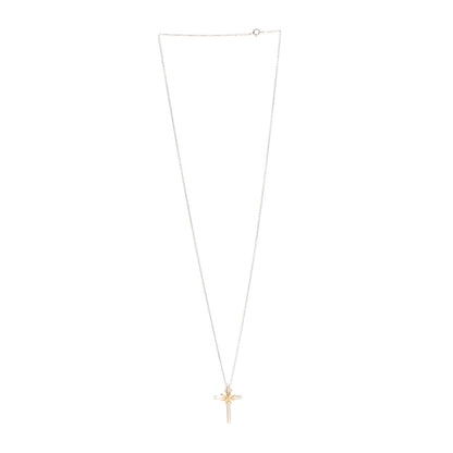 Tiffany Sterling Silver 18K Yellow Gold Cross Pendant Necklace 3 of 7