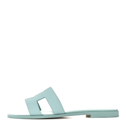 Hermes Epsom Oran Sandals 36.5 Vert Embrun 1 of 9