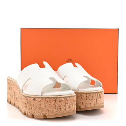 Hermes Calfskin Cork Eze 30 Sandals 36 White 12 of 12