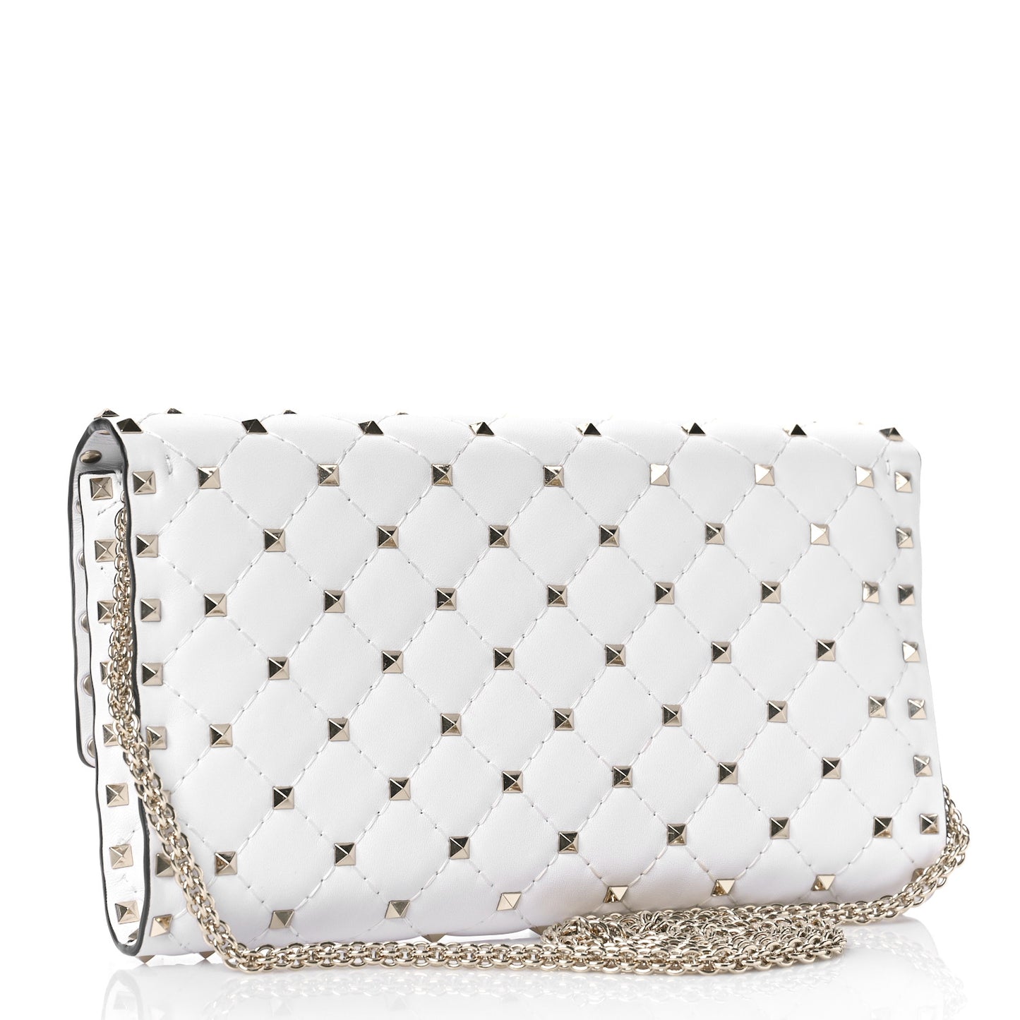 Nappa Rockstud Spike Wallet On Chain Optic White