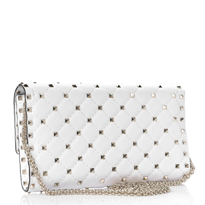 Valentino Garavani Nappa Rockstud Spike Wallet On Chain Optic White 2 of 9