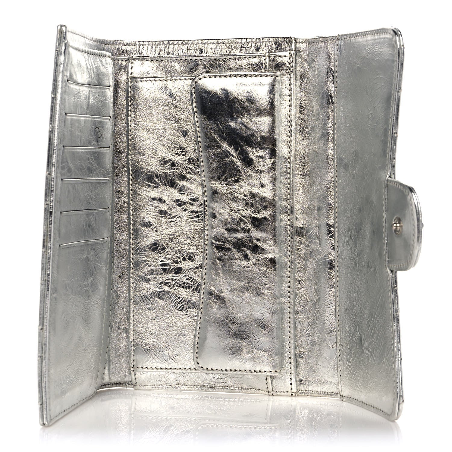 Chanel Metallic Aged Calfskin Quilted Reissue Long Flap Wallet Light Silver 5 of 11