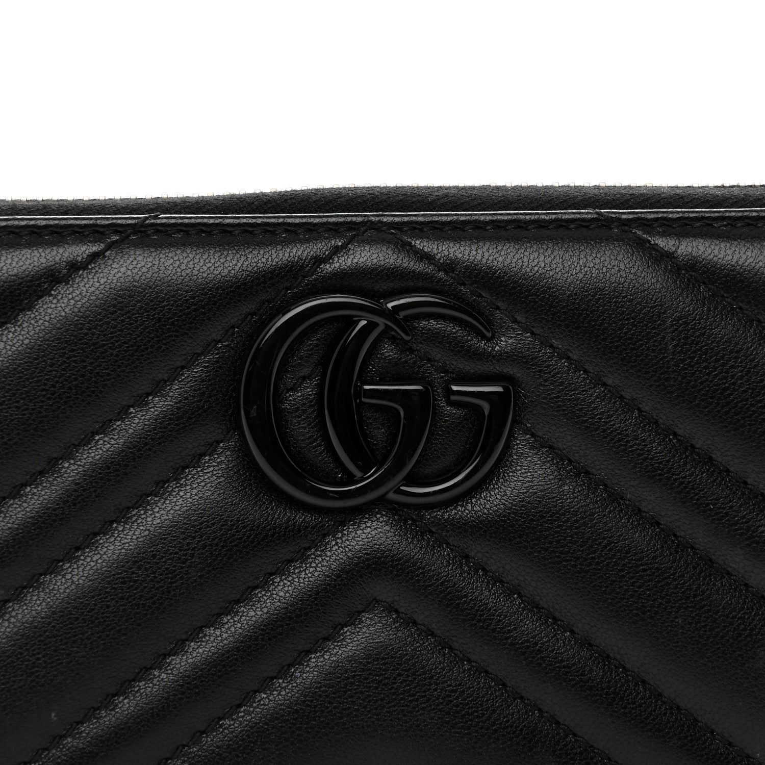 Gucci Calfskin Matelasse Monochrome GG Marmont Zip Around Wallet Black 8 of 10
