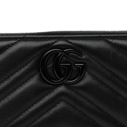 Gucci Calfskin Matelasse Monochrome GG Marmont Zip Around Wallet Black 8 of 10