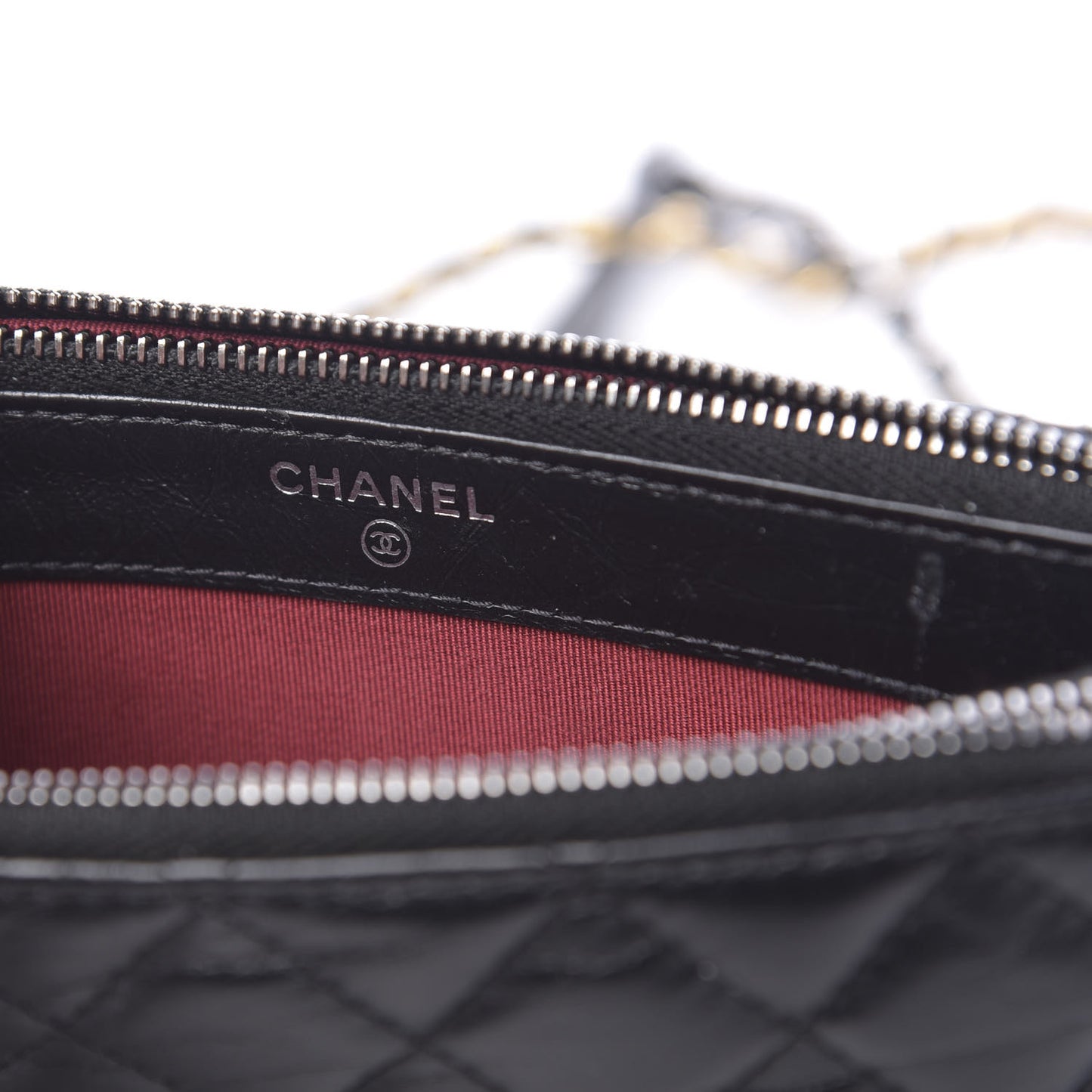 Aged Calfskin Quilted Small Gabrielle Clutch With Chain Black