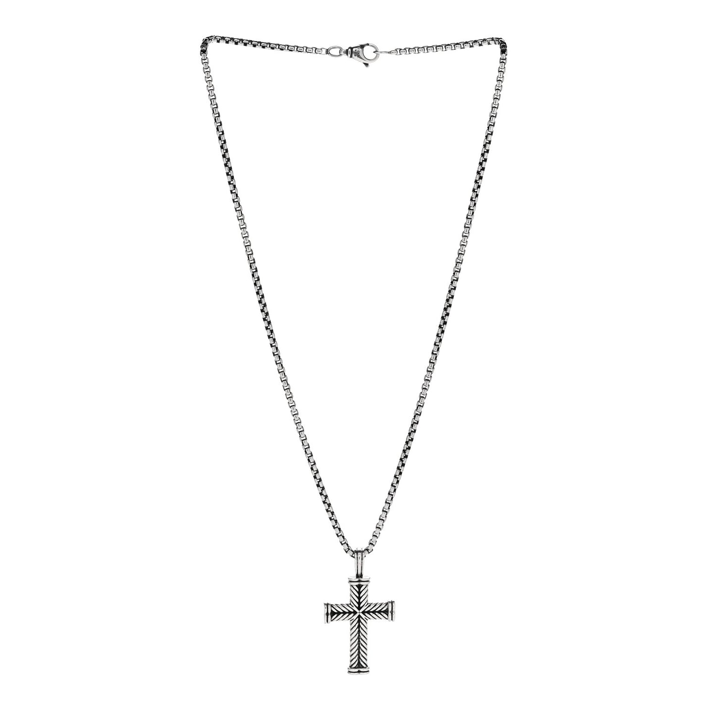 Sterling Silver Chevron Cross Pendant Necklace