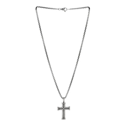 David Yurman Sterling Silver Chevron Cross Pendant Necklace 3 of 6
