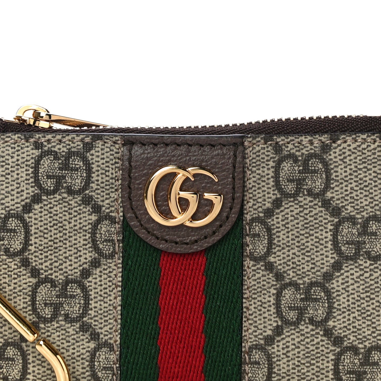 GG Supreme Monogram Web Ophidia Key Case Beige New Acero