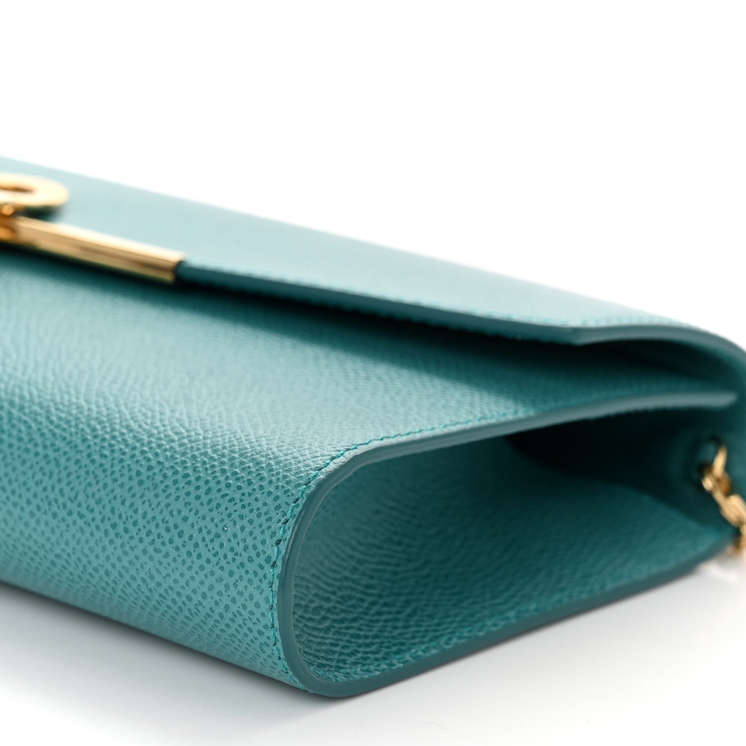 Salvatore Ferragamo Hammered Calfskin Gancio Shoulder Bag Jade Vine 9 of 9