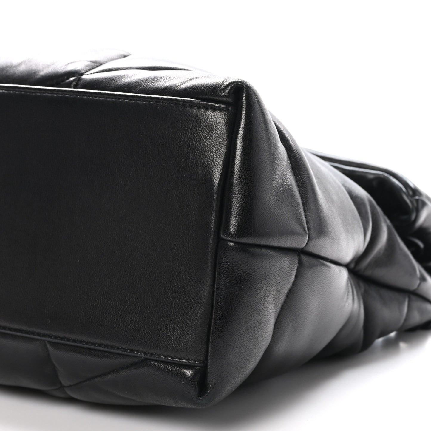 Lambskin Quilted Monogram Monochrome Medium Loulou Puffer Chain Satchel Black