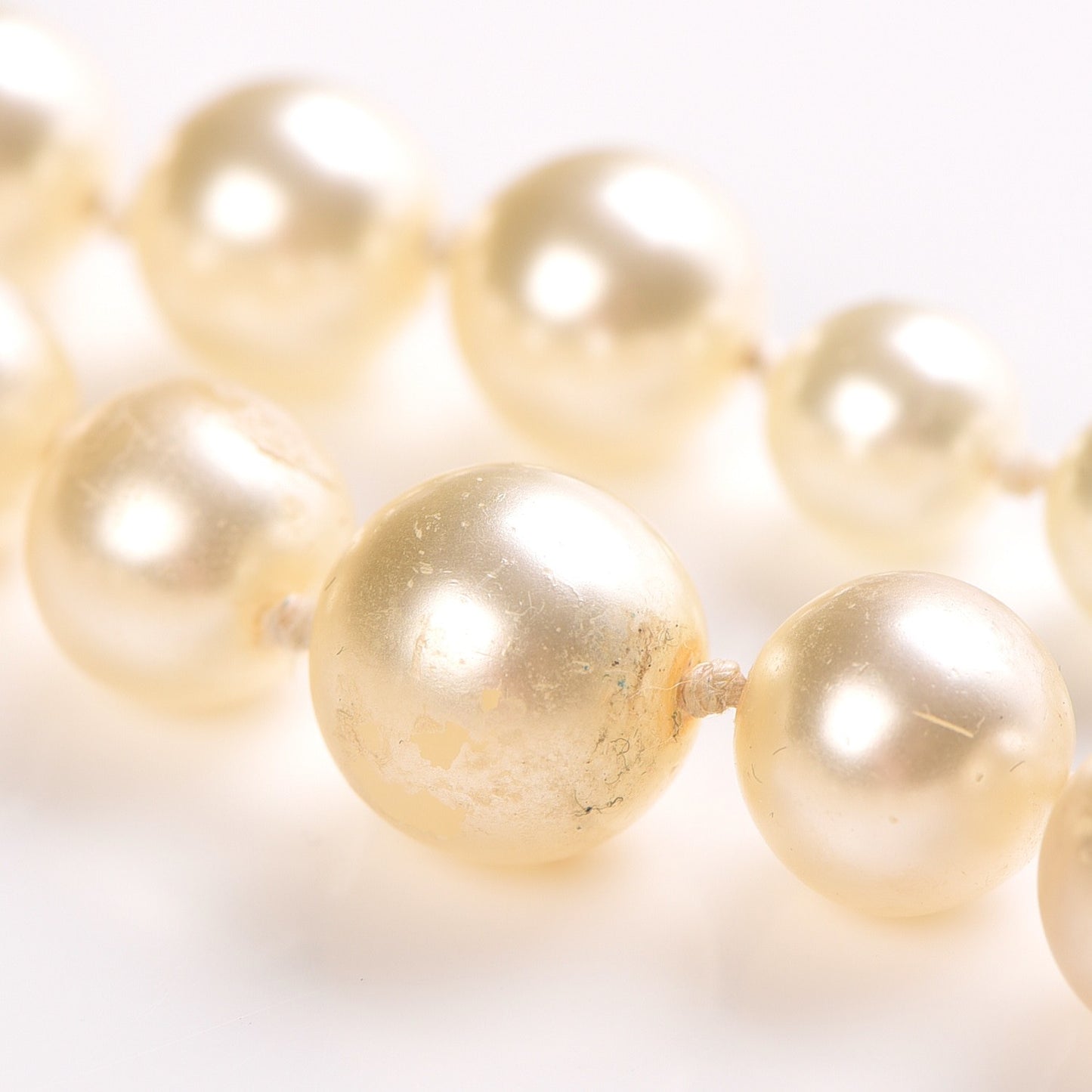 Graduated Pearl Crystal CC Long Necklace Light Gold