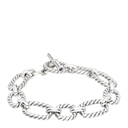 David Yurman Sterling Silver Blue Sapphire 9.5mm Cushion Link Bracelet 1 of 4