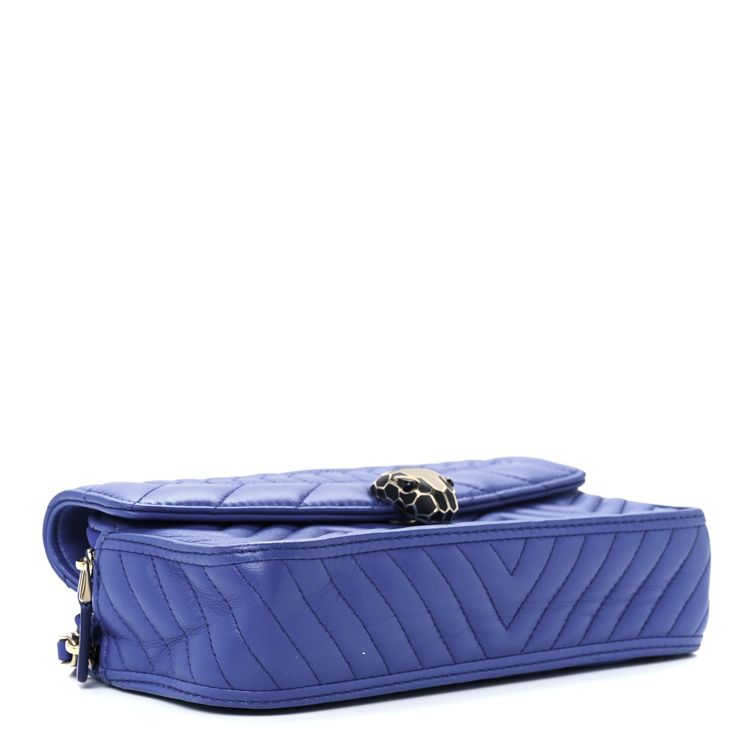 Bulgari Calfskin Quilted Serpenti Forever Belt Bag Blue 4 of 15
