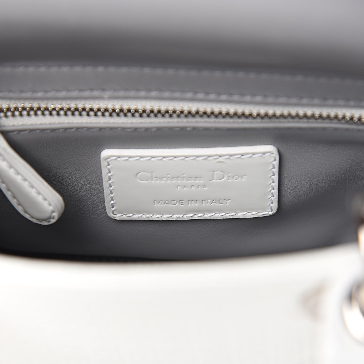 Patent Micro-Cannage Mini Lady Dior White