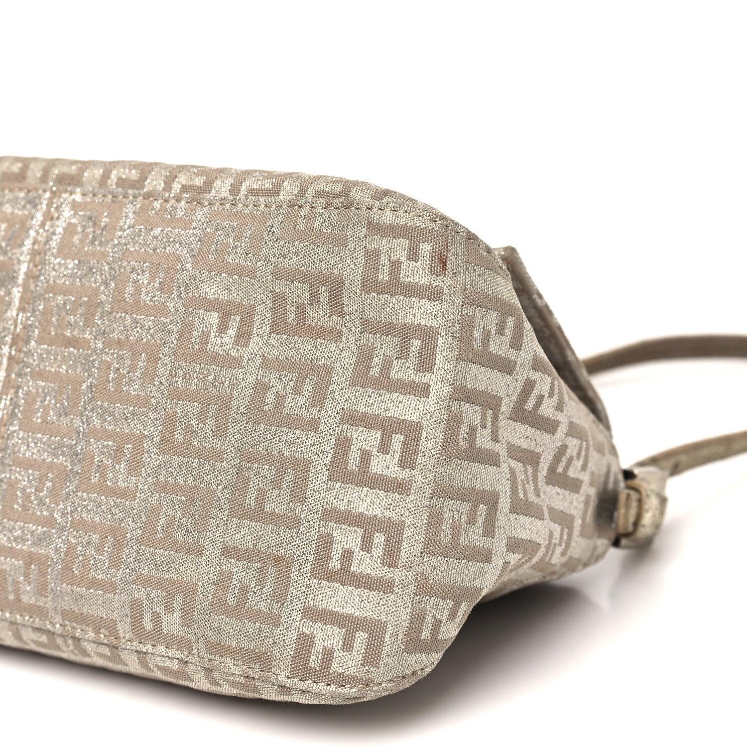 Fendi Metallic Jacquard Zucchino Suede Mini Mama Baguette  Cipria Argento Grigio 9 of 10