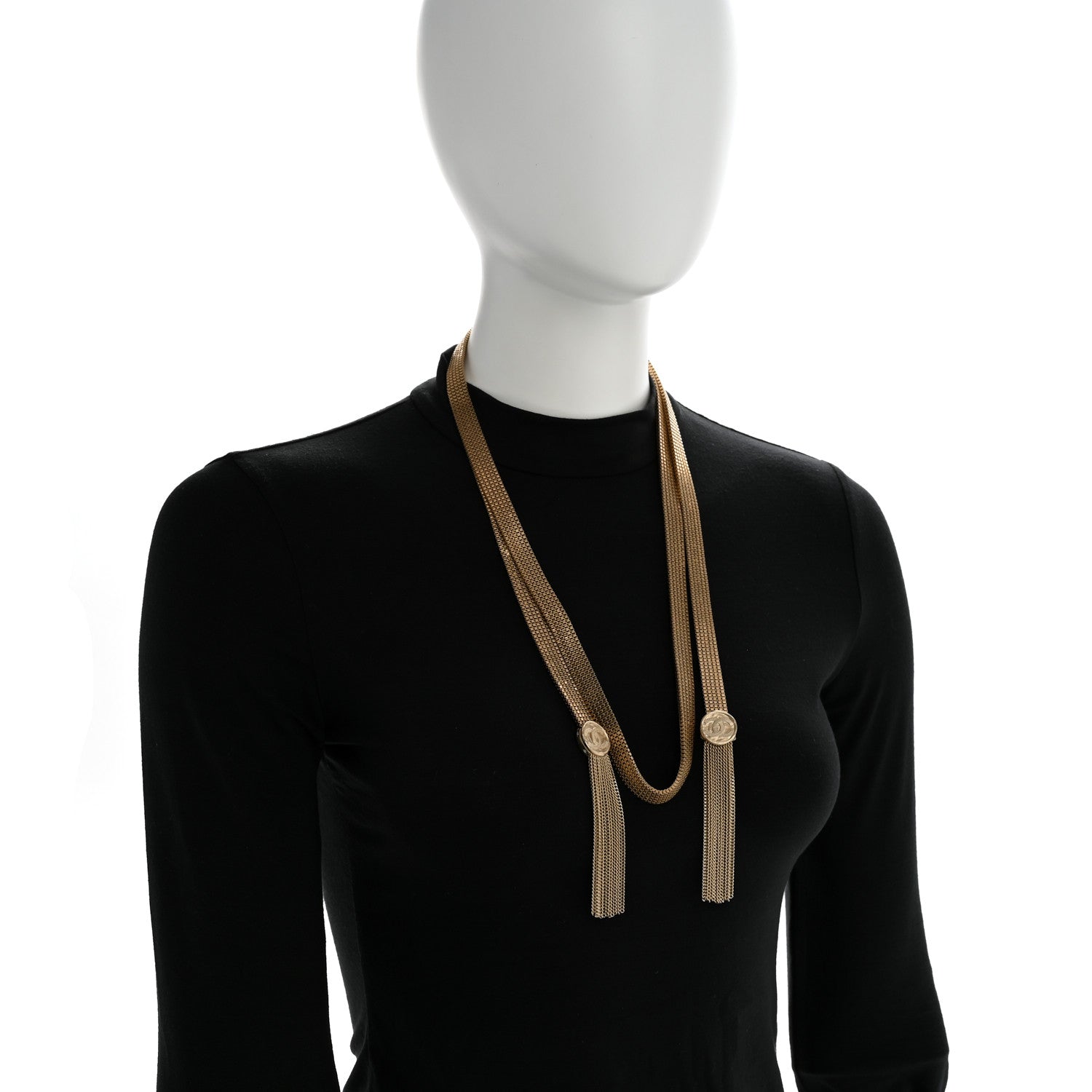 Chanel Metal CC Coin Fringe Chain Necklace Belt Gold 2 of 6
