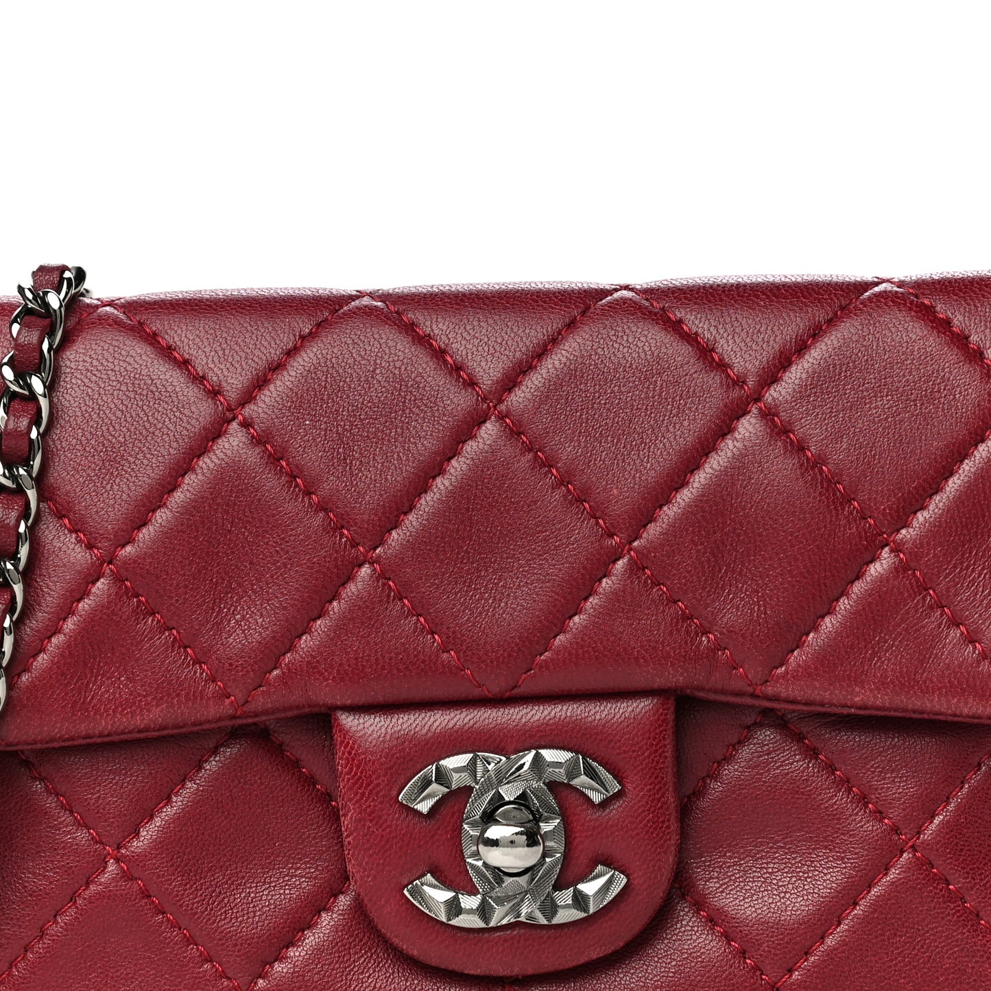 Lambskin Quilted Mini Mineral Nights Flap Crossbody Bag Dark Red