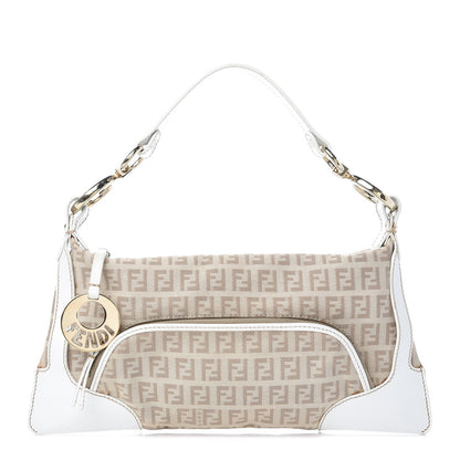 Fendi Zucchino Vitello Small Chef Pocket Shoulder Bag Beige White 1 of 13