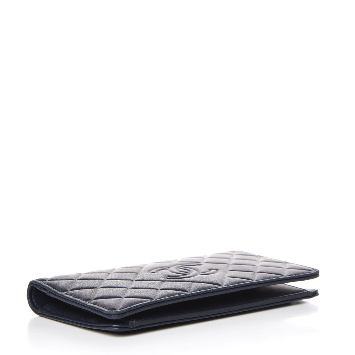 Lambskin Quilted Diamond CC Yen Wallet Blue